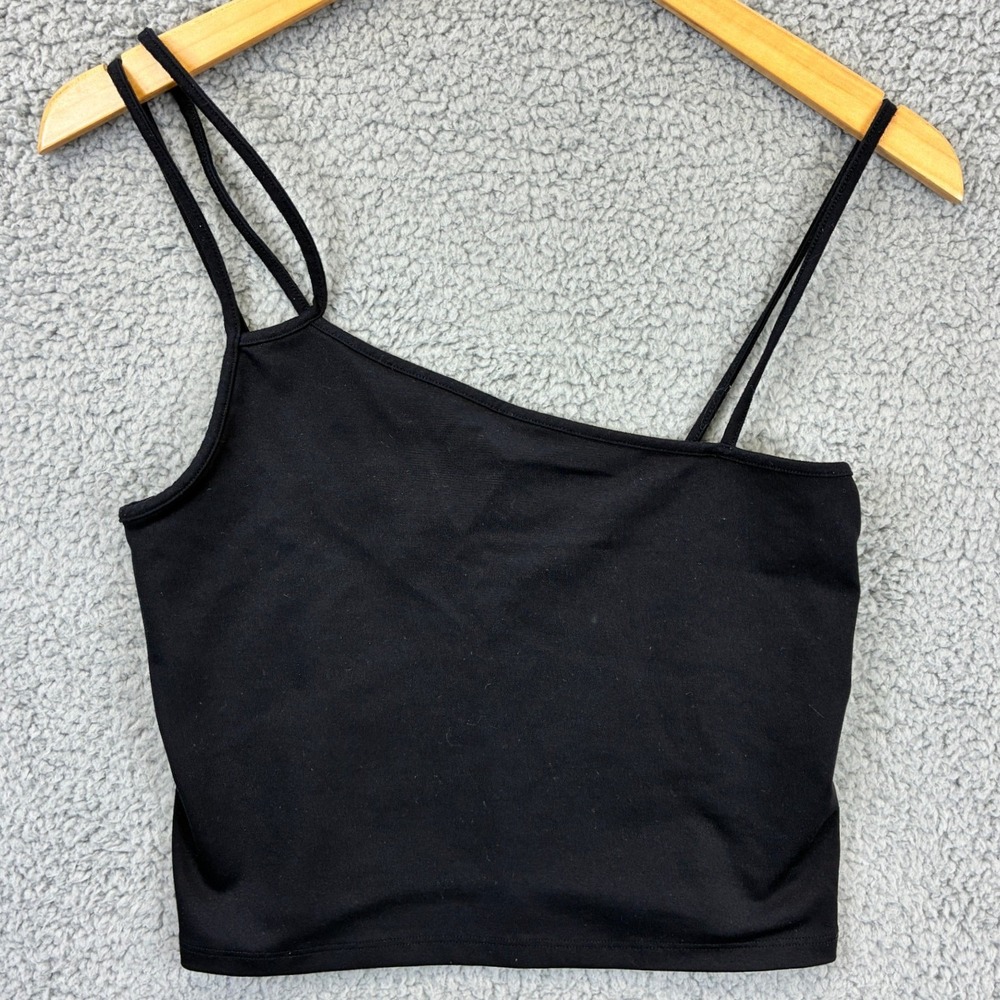 Abercrombie & Fitch Crop Top Women's Medium Black Asymmetric Cami Soft Casual